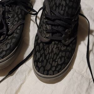 Vans black leopard size 8